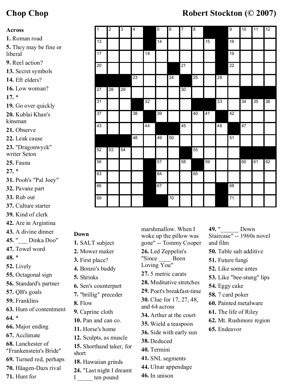 make crossword puzzle free printable
