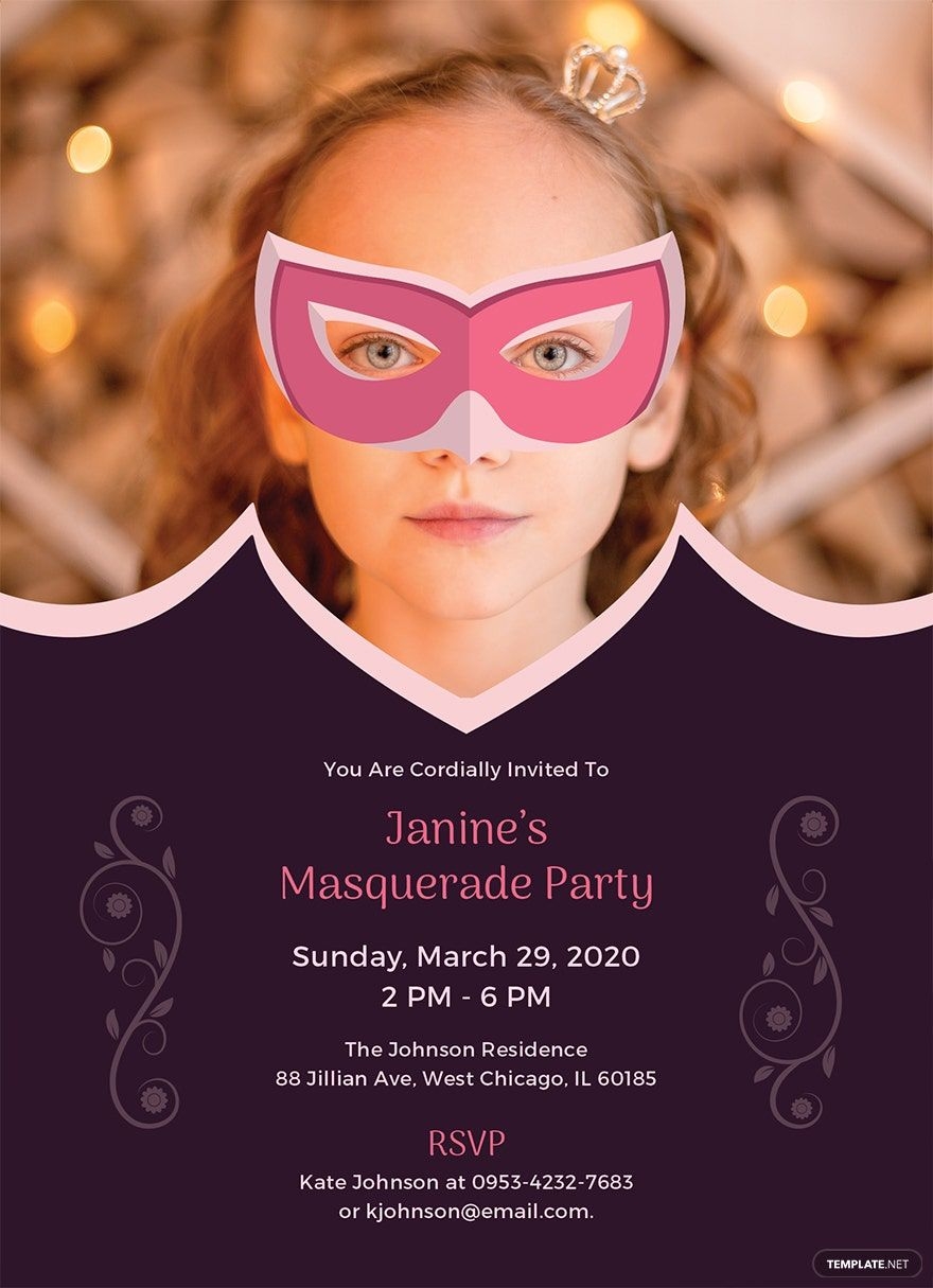 Masquerade Invitation Template In Pages Publisher Illustrator Word