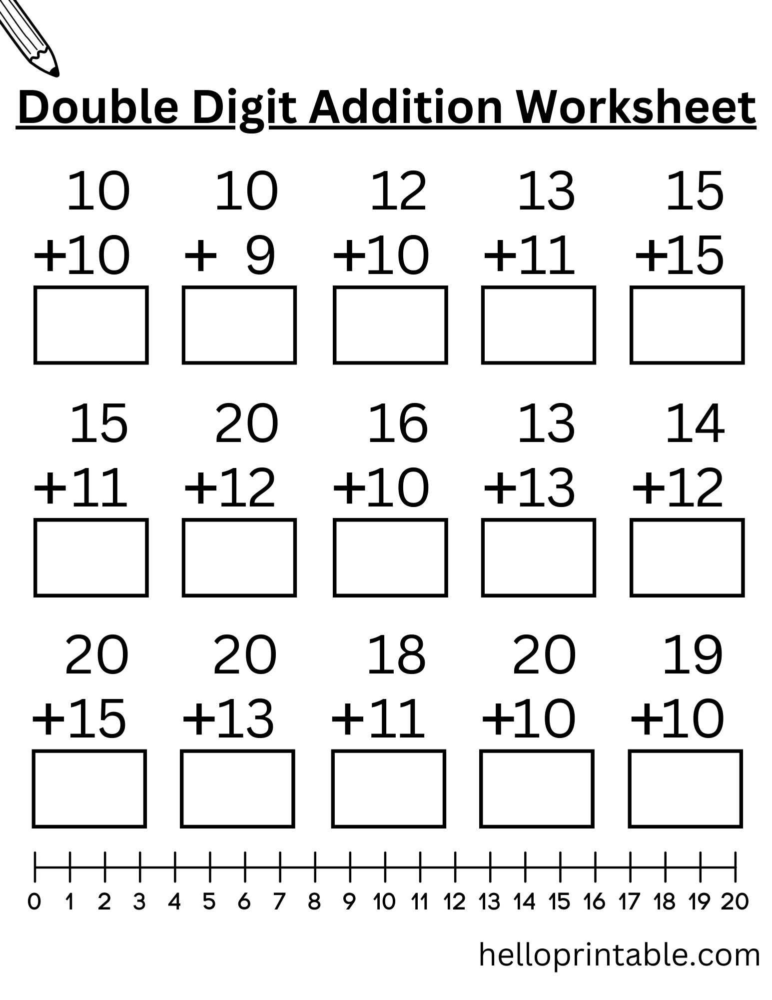 Math Double digit Addition Worksheets Kindergarten To Grade 1 