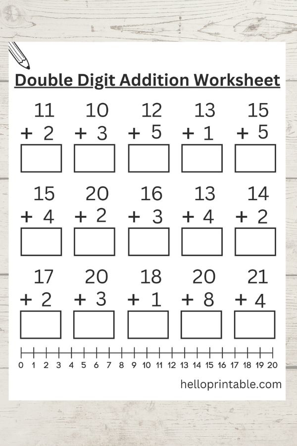 Math Double digit Addition Worksheets Kindergarten To Grade 1