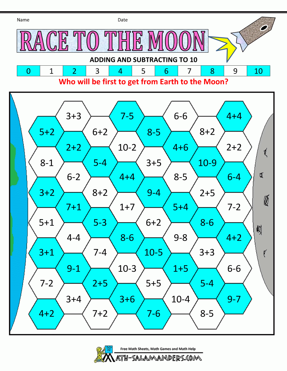 Math Games Printable Kindergarten