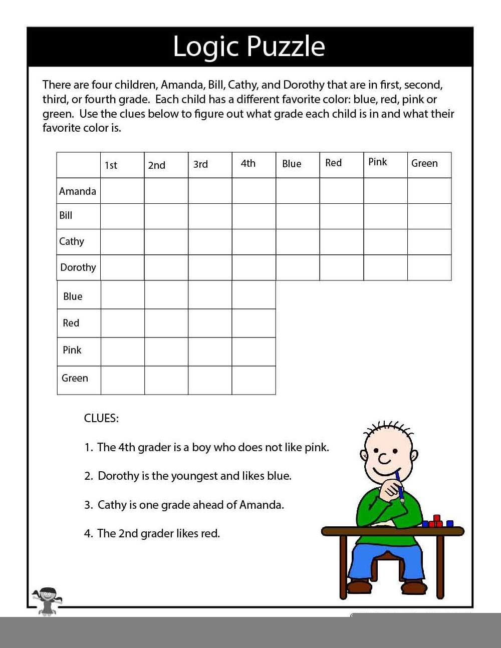 Math Logic Puzzles Printable Printable Logic Puzzles