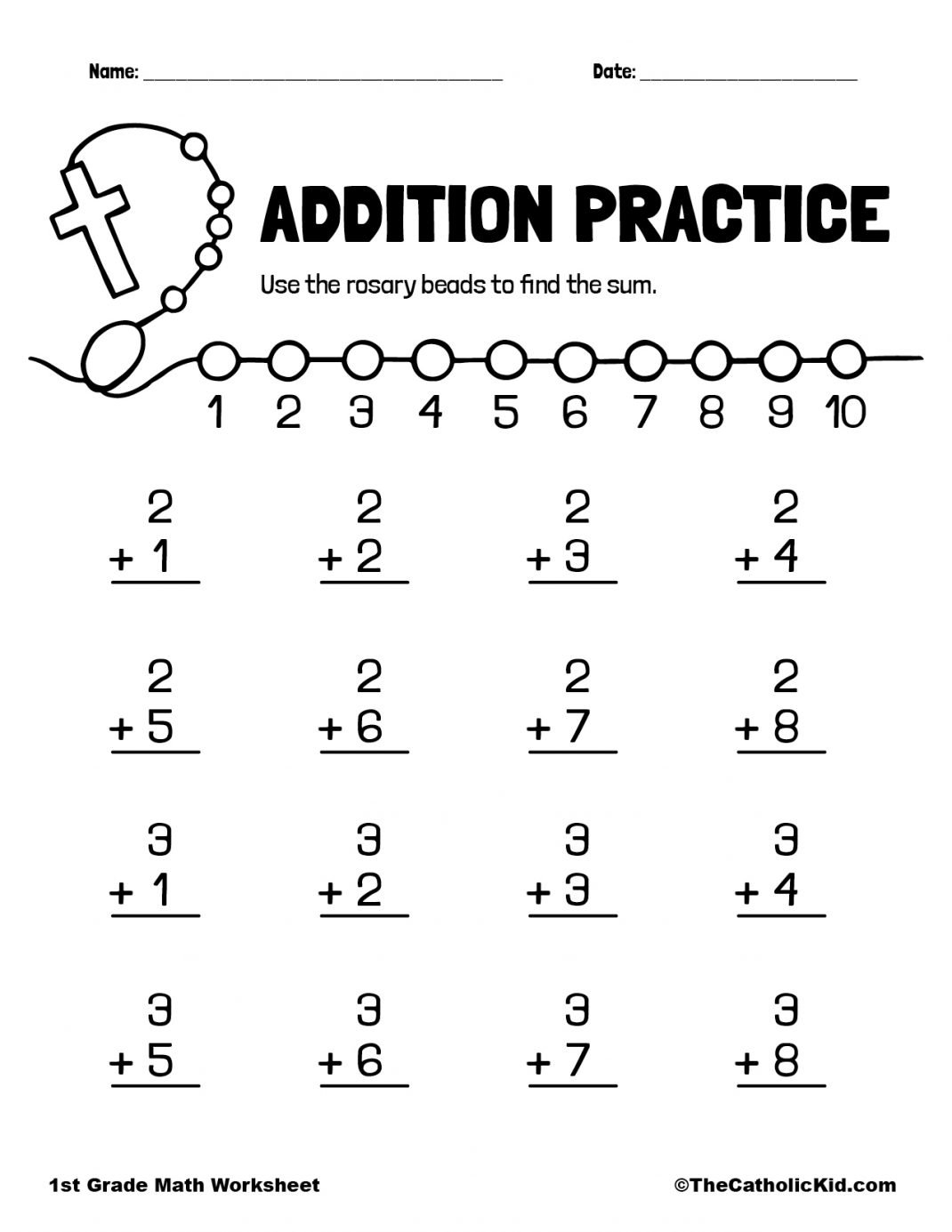 free math worksheets for 1st graders