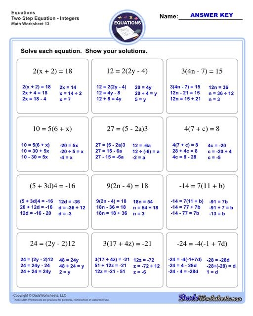 two-step equations worksheets pdf