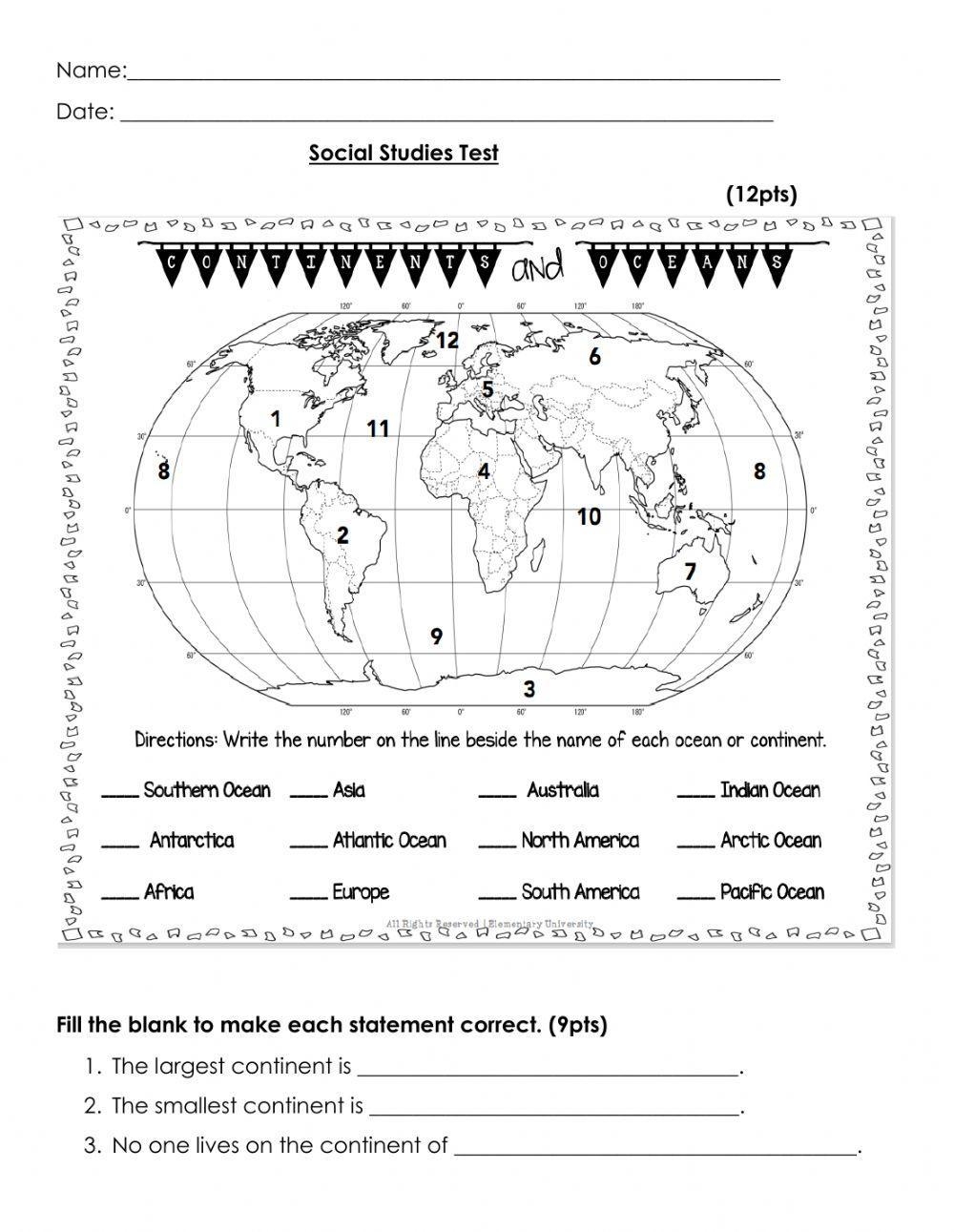 map skills worksheets