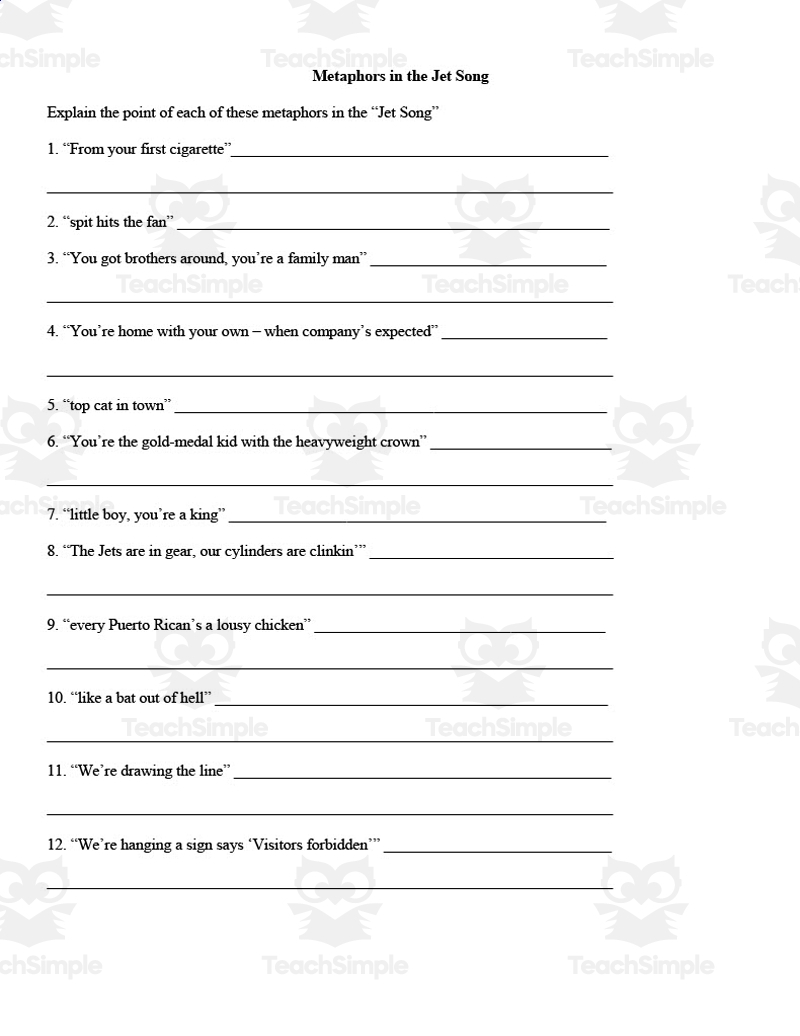Metaphor Worksheets By Teach Simple