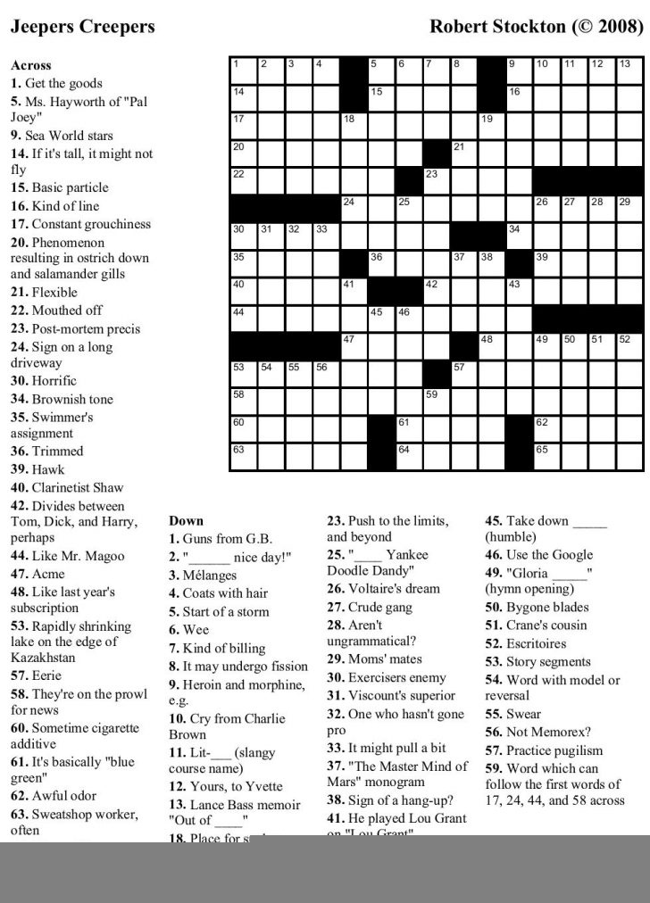 Metro Crossword Puzzle Today Printable James Crossword Puzzles