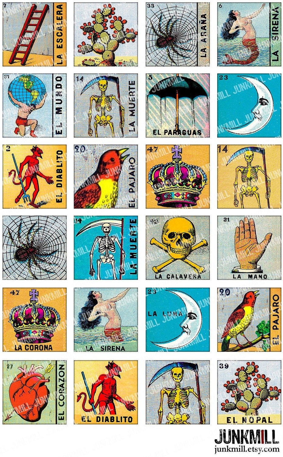 Mexican Loteria Cards The Complete Set Of 10 Tablas Etsy Free 