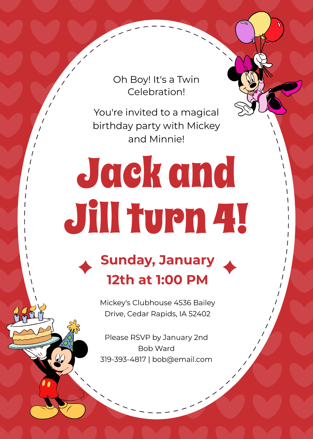 free minnie mouse template invitations