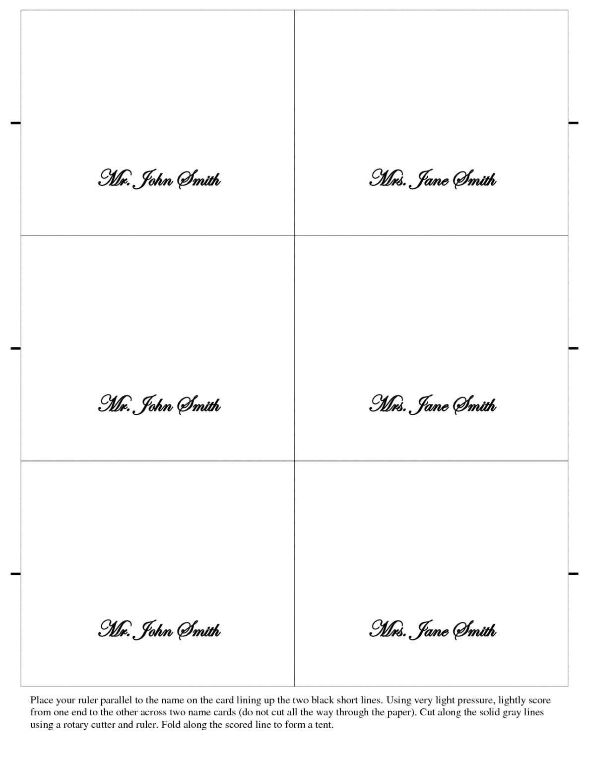 Microsoft Word Free Printable Foldable Place Card Template Printable 