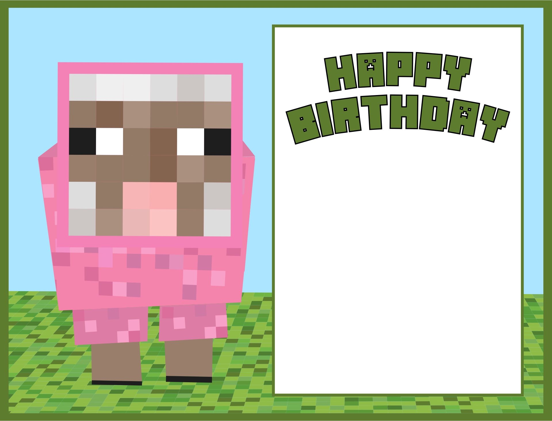 Minecraft Birthday Card Printable Dev onallcylinders