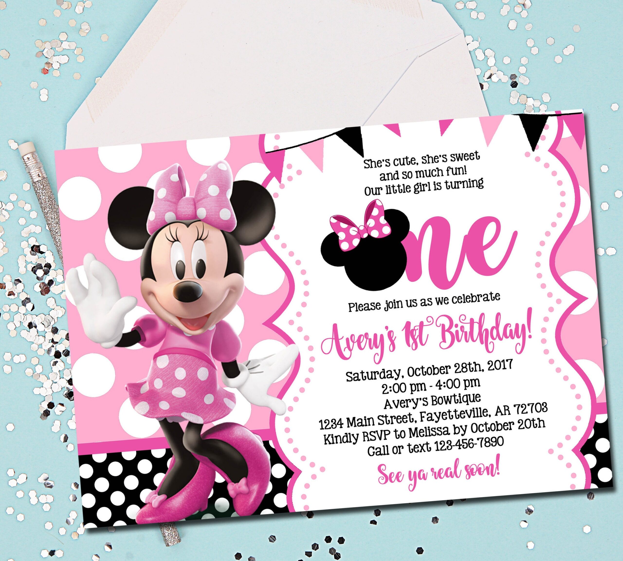 Minnie Birthday Invitation Template