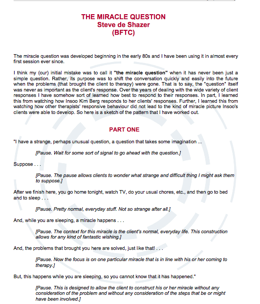 miracle question worksheet
