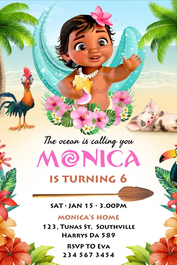 Moana Birthday Invitation Template Canva 3 Moana Theme Birthday