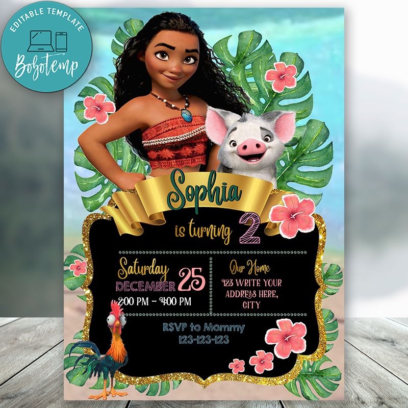 moana free invitation templates