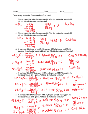 empirical and molecular formula worksheet