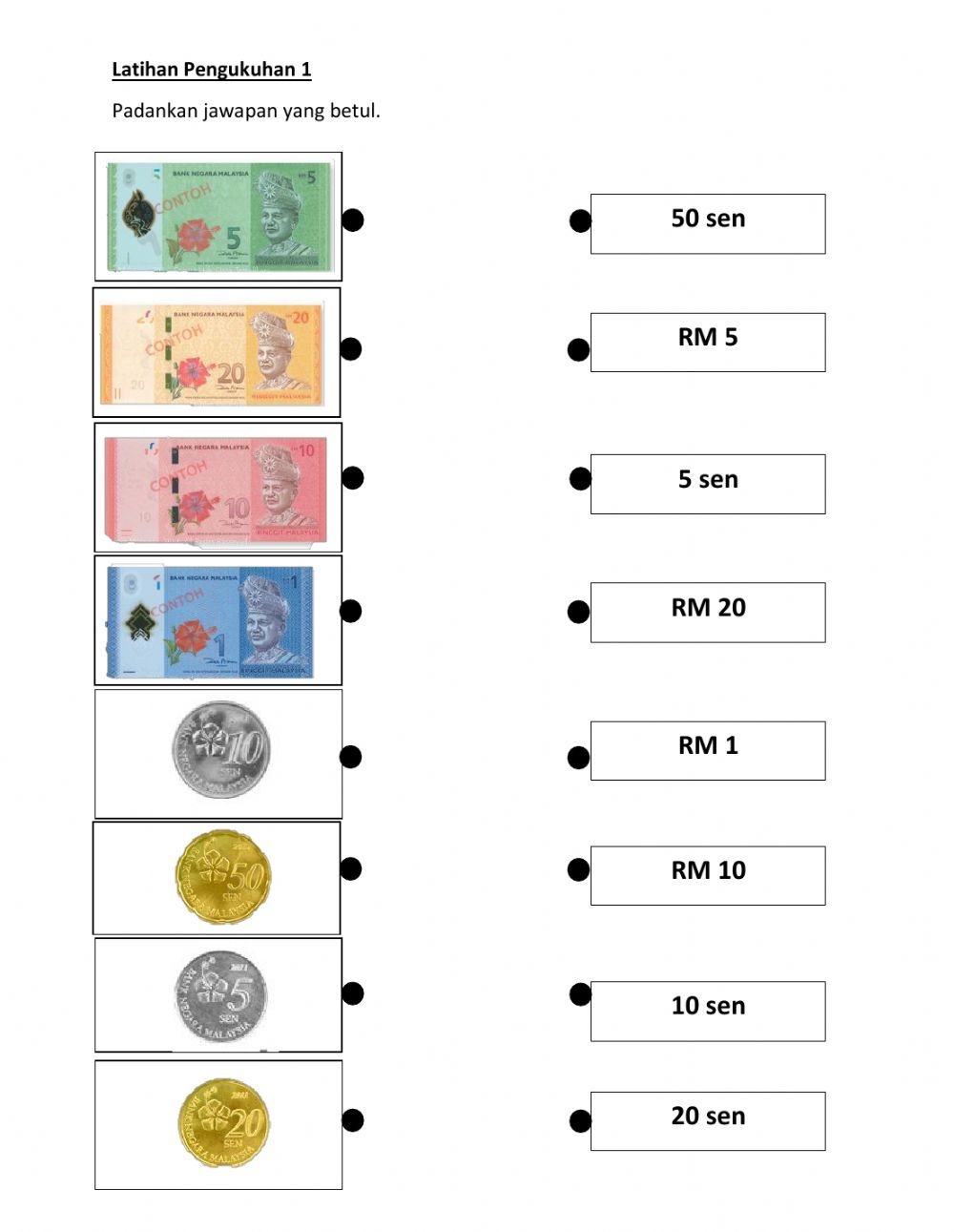 Money Math Worksheets Malaysian Currency