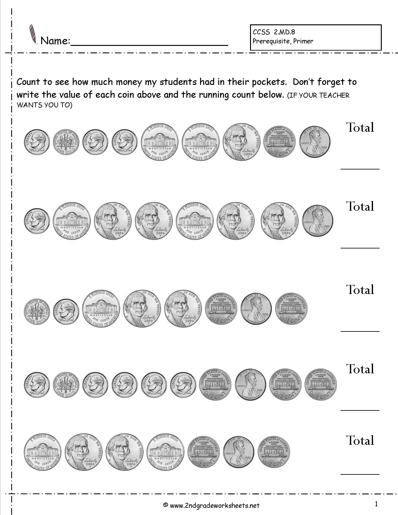 Money Recognition Worksheets Db excel