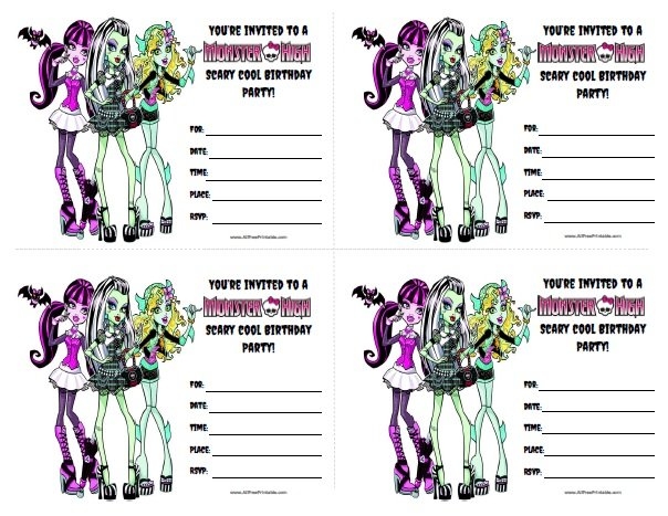 Monster High Birthday Invitations Free Printable