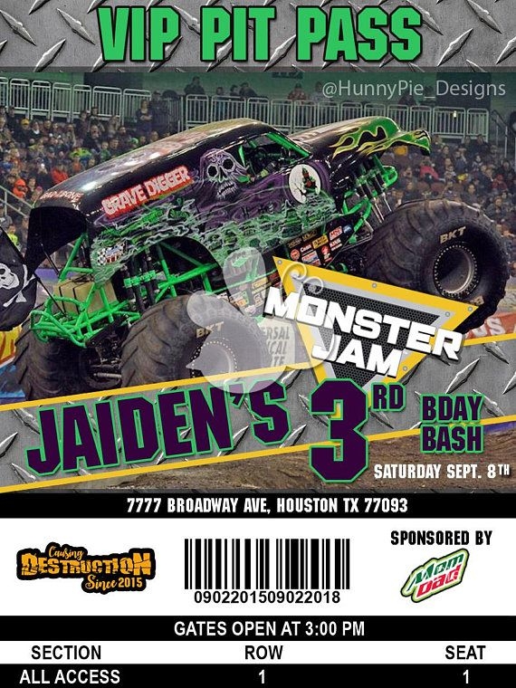 Monster Jam Invitation Template Free