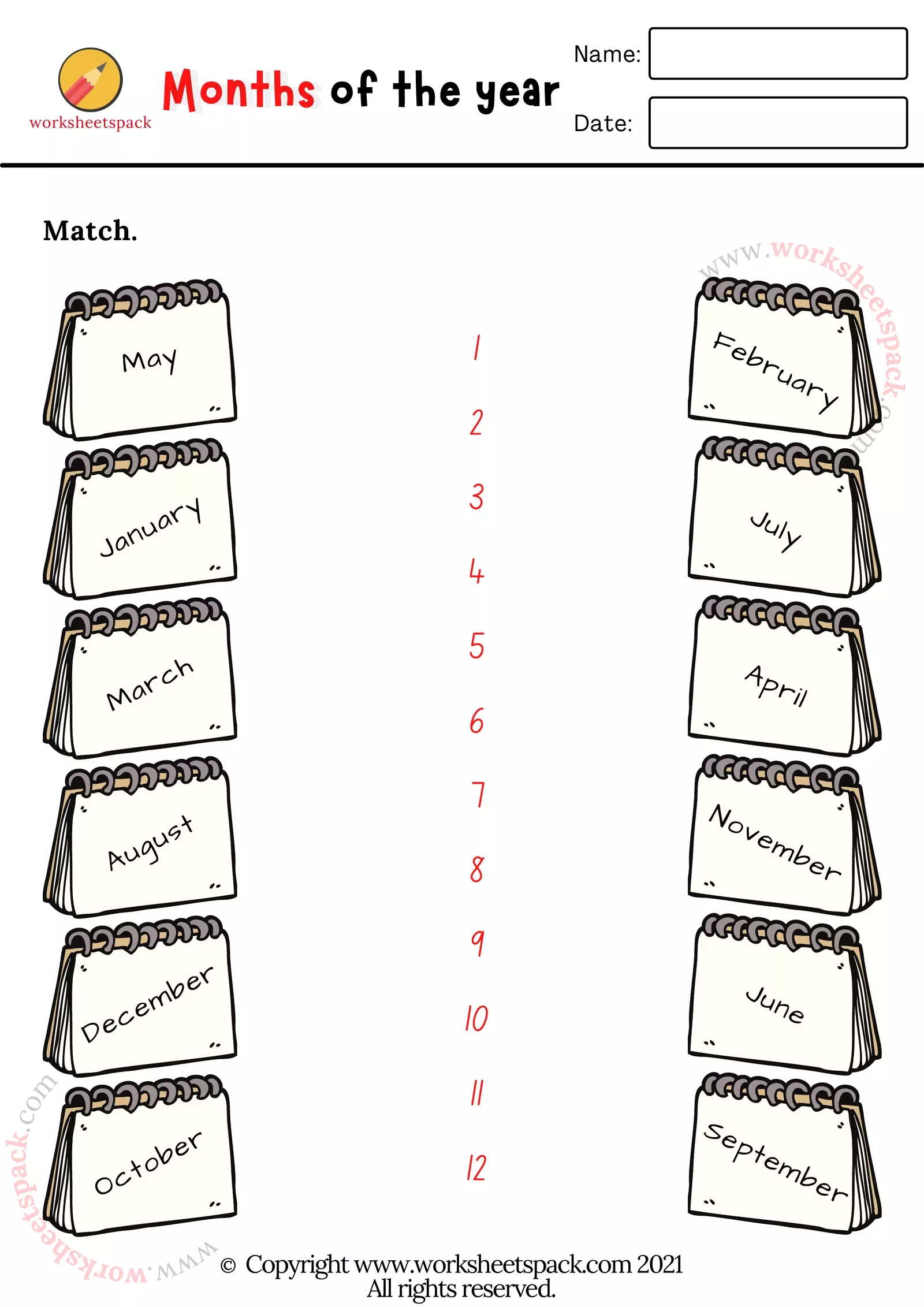 months of the year worksheet