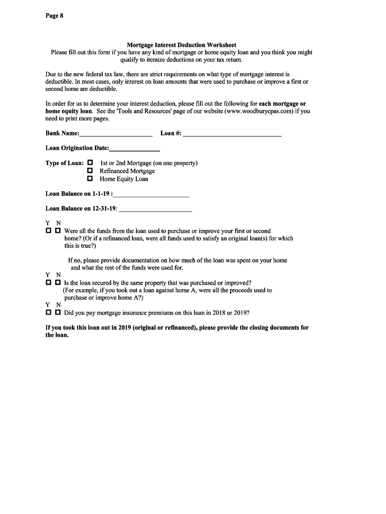 Mortgage Interest Limitation Worksheet Fill Online Printable
