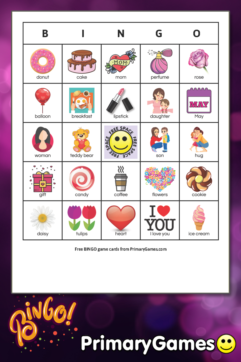 free printable mother's day bingo cards
