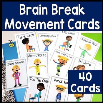 Movement Break Cards 40 Movement Cards For Kids Brain Breaks 