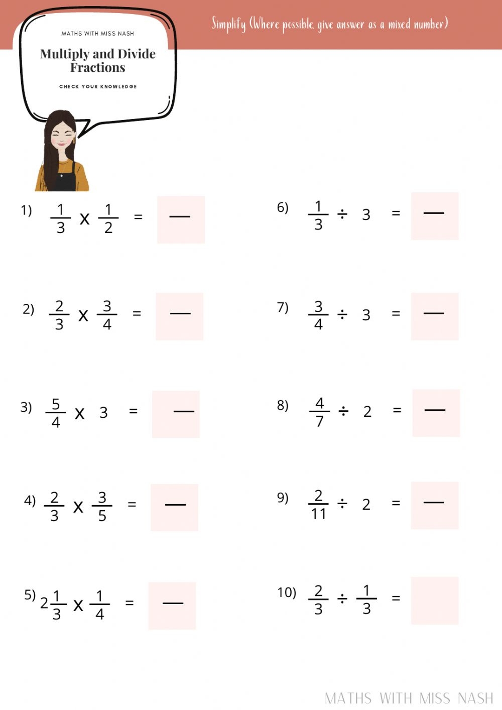 Multiplication And Division Fractions Worksheets Multiplication