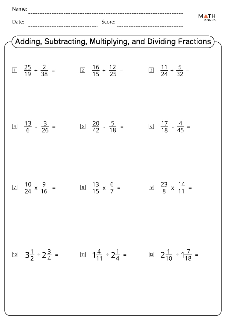 Multiplication And Division Fractions Worksheets 