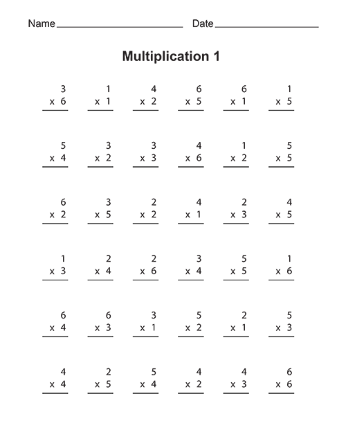 Multiplication Fact Worksheets