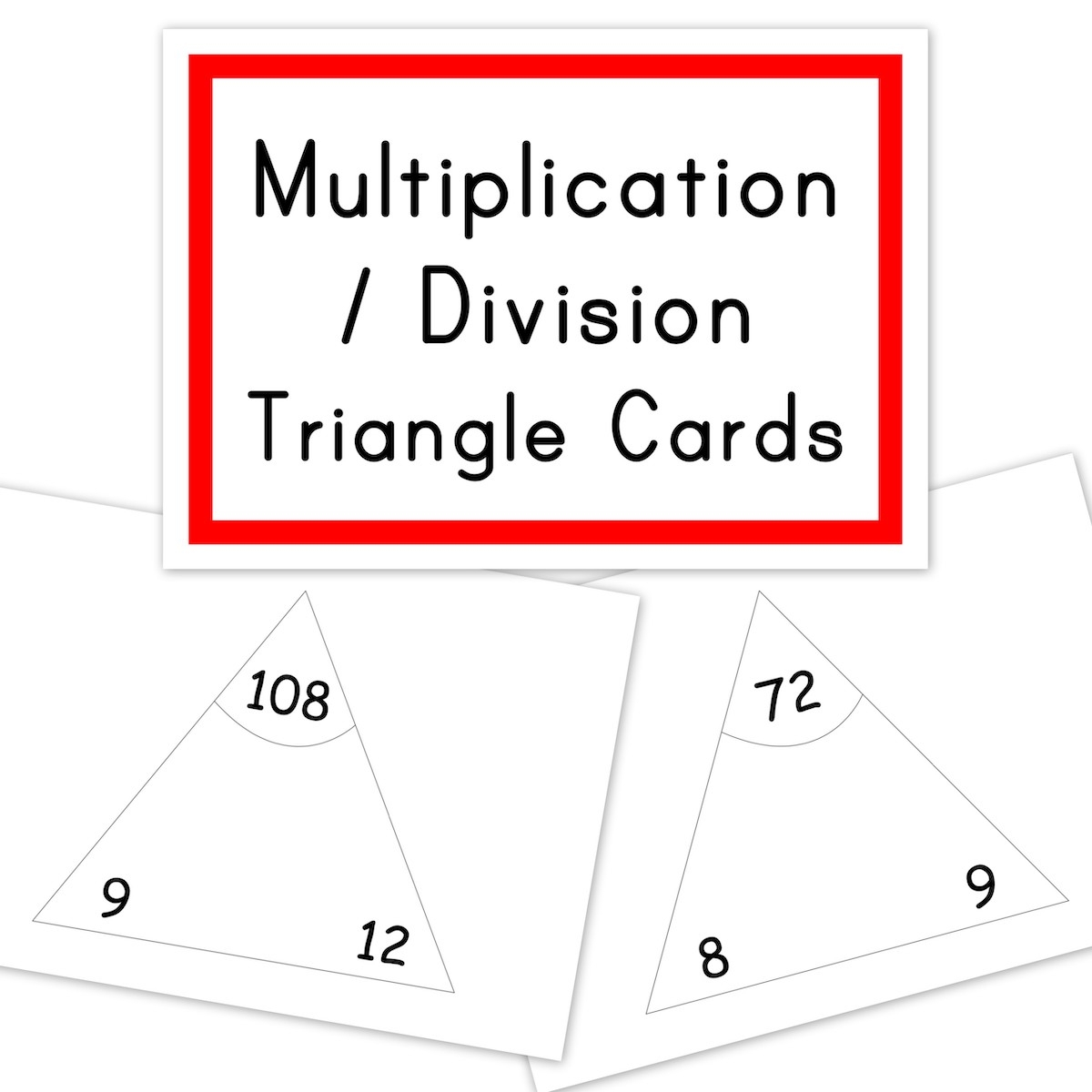 Multiplication Flash Cards Triangles Printable