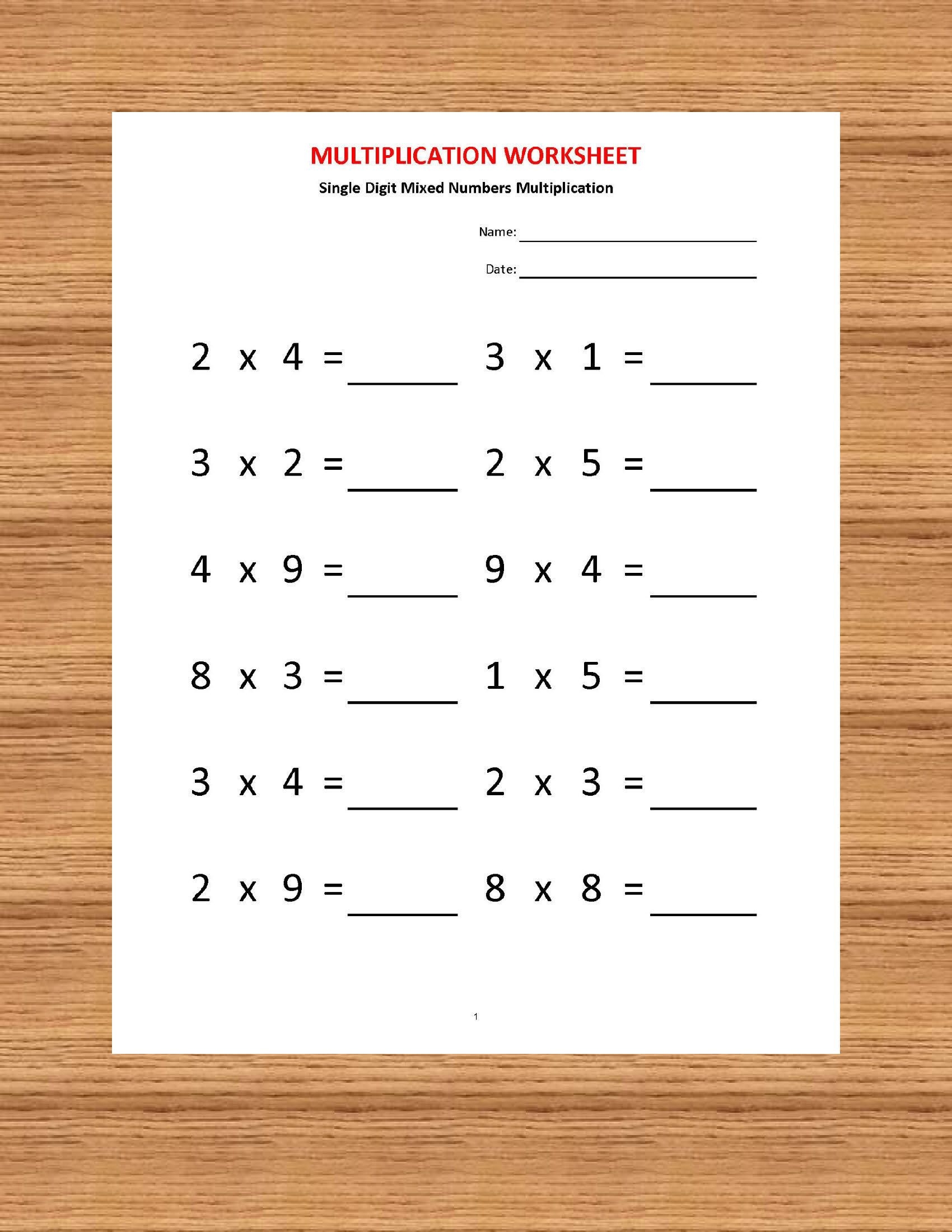 Multiplication Table Worksheet Grade 2 Multiplication Worksheets
