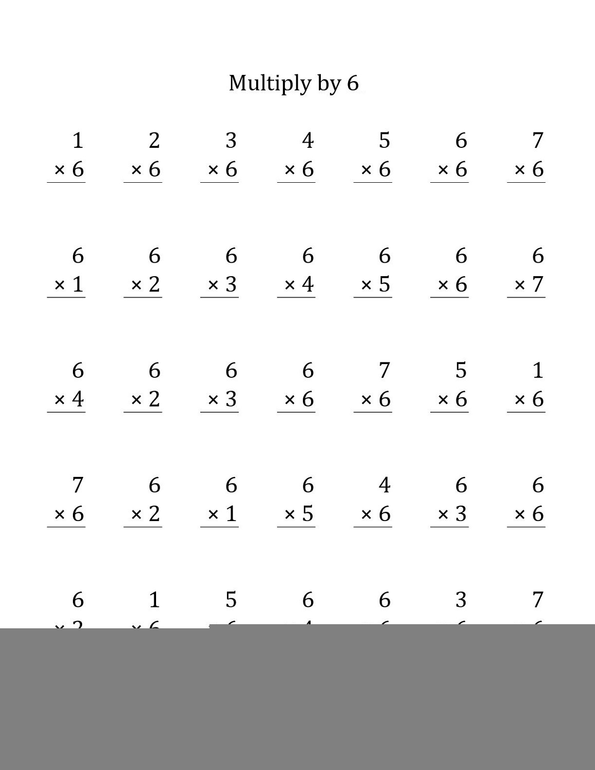 Multiplication Worksheets 6s Multiplication Worksheets