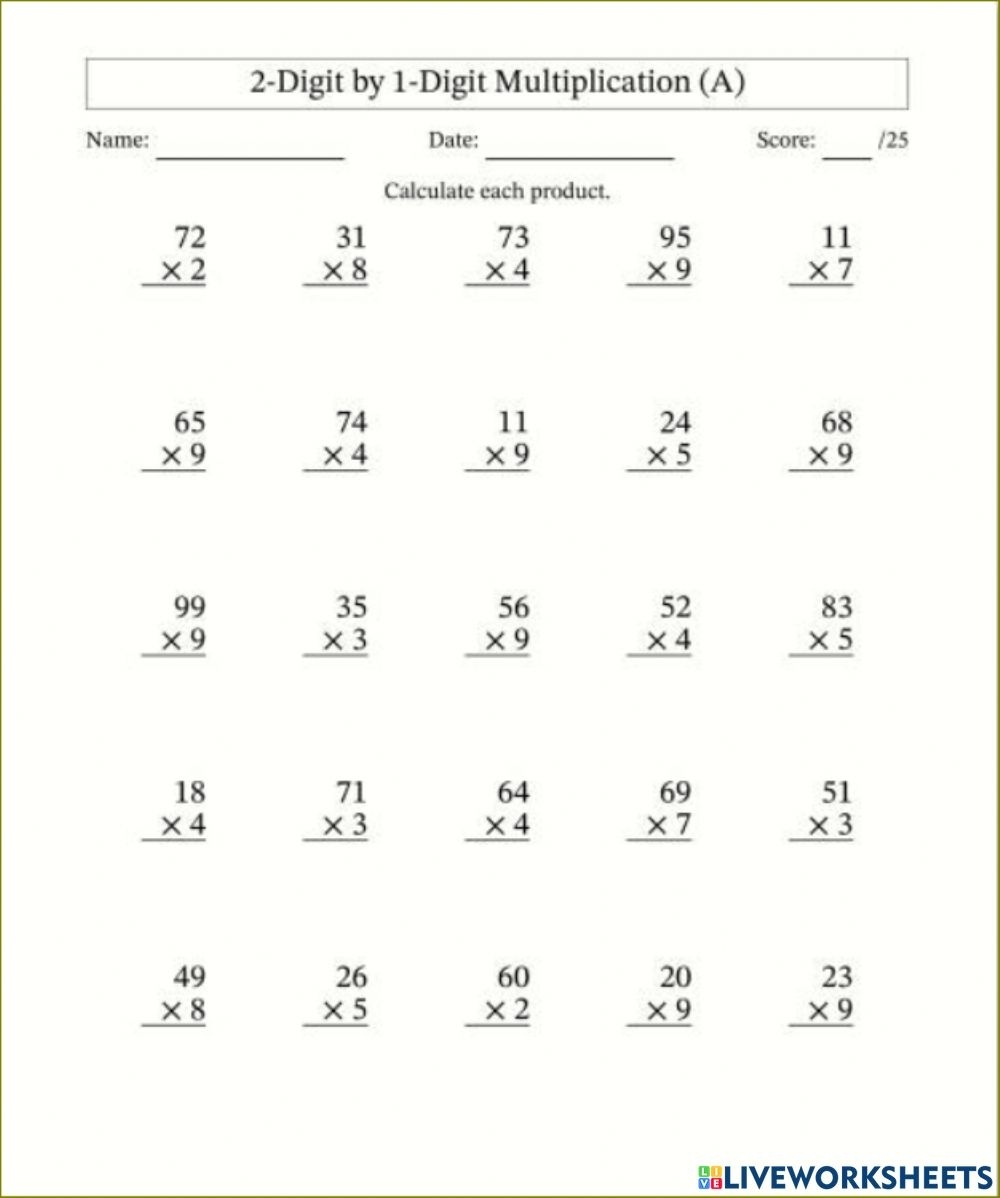 multiplication by 6 worksheets