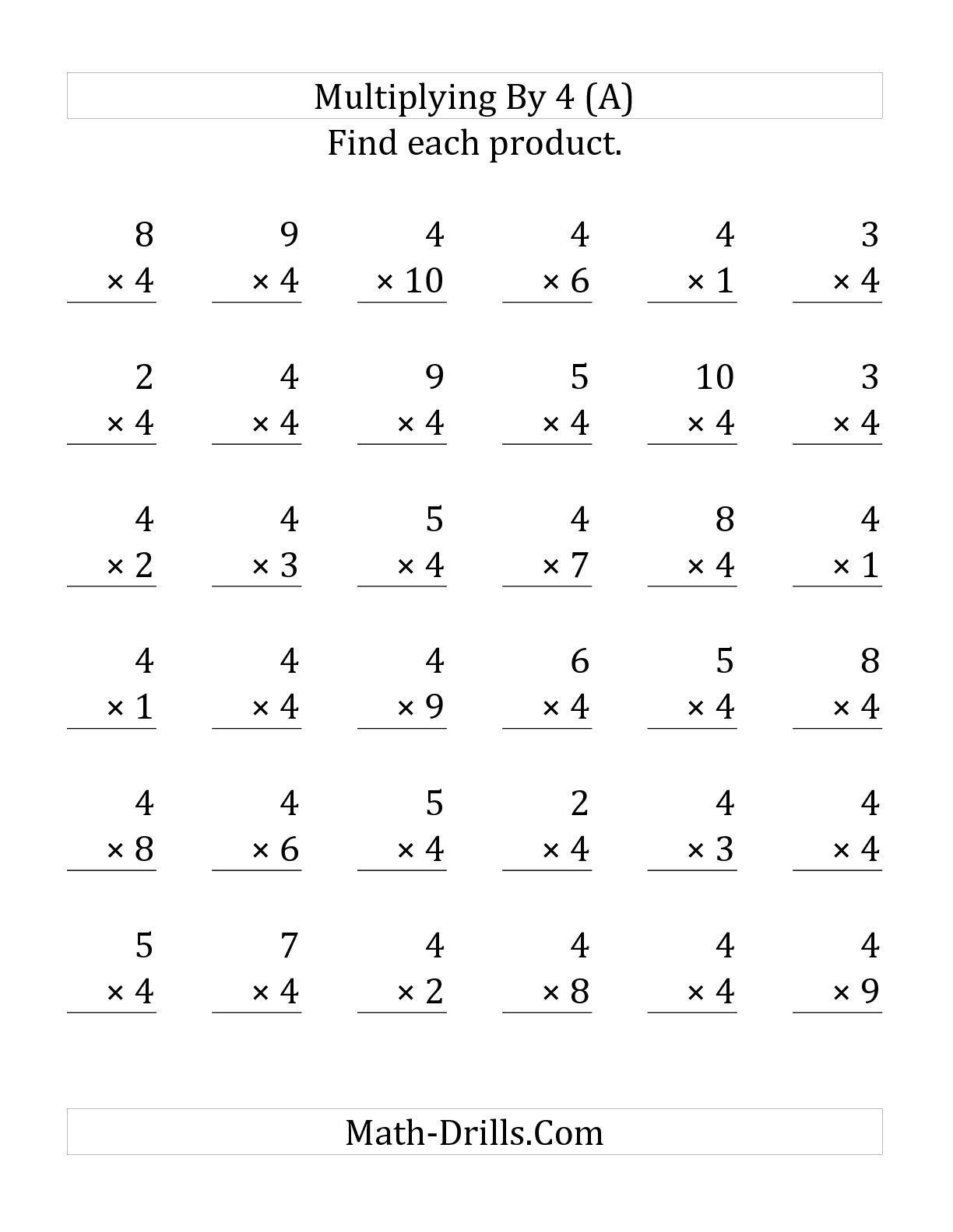 Multiplication Worksheets Number 4 PrintableMultiplication