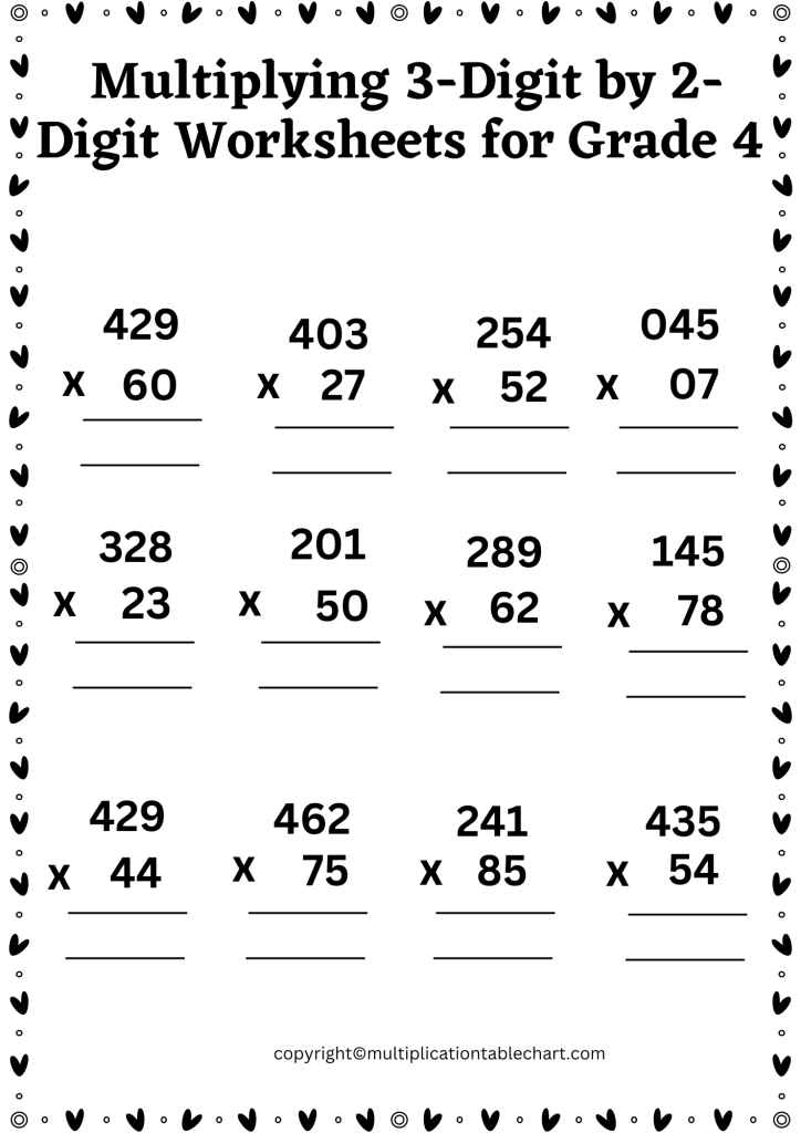 multiply 2 digit by 2 digit worksheet