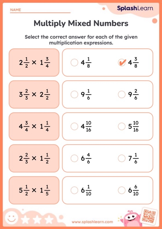 Multiply Mixed Numbers Worksheet examples Answers Videos 