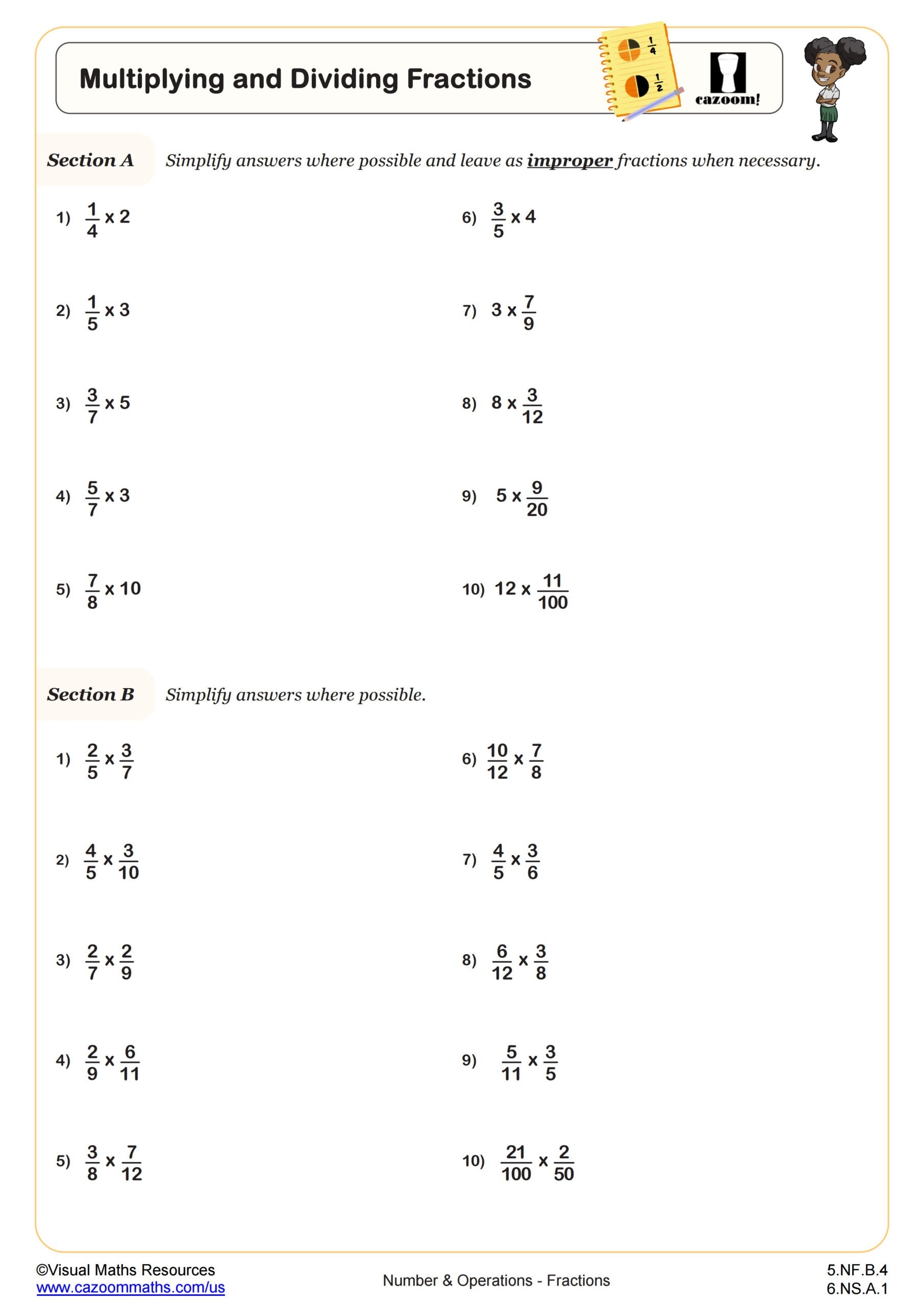 Multiplying And Dividing Fractions Worksheet 5th Grade PDF Worksheets