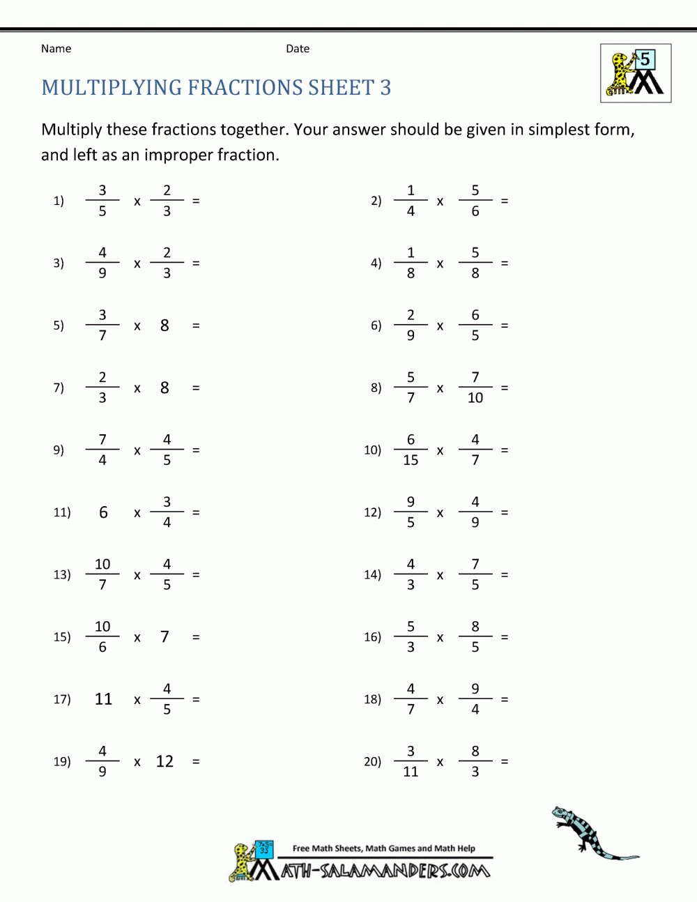 multiplying and dividing fractions worksheet