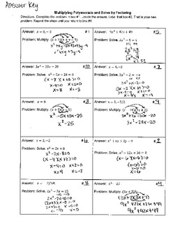 Multiplying Polynomials And Solve By Factoring Worksheet By Lisa 