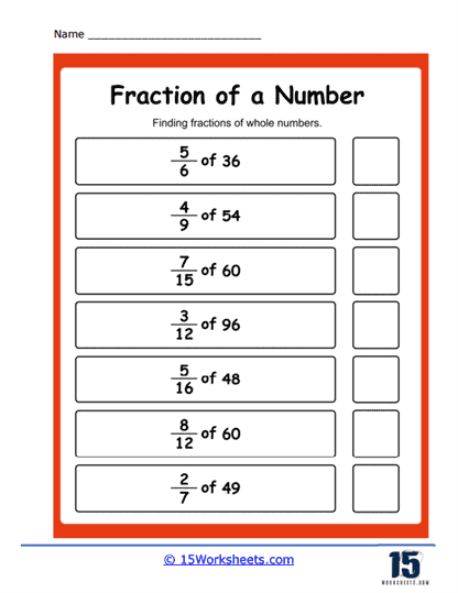 Multiplying Proper Fractions And Whole Numbers With All 