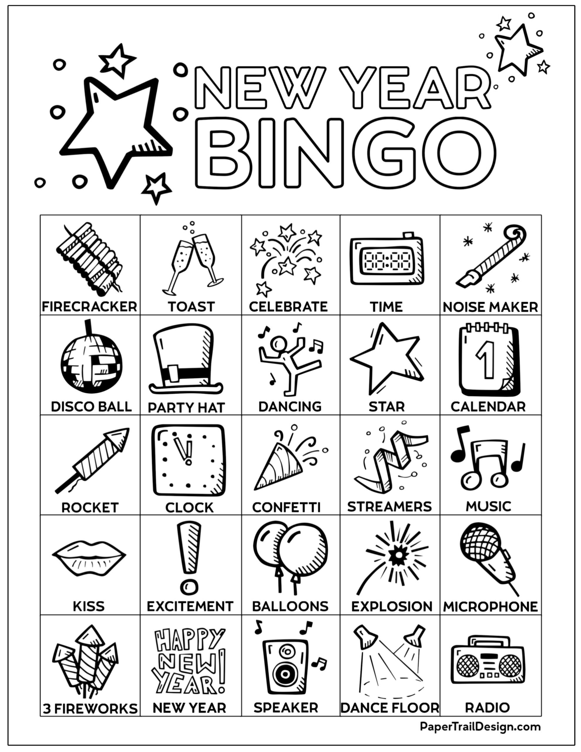 New Year 39 s Bingo Free Printable New Years Bingo Cards 40 Cards 