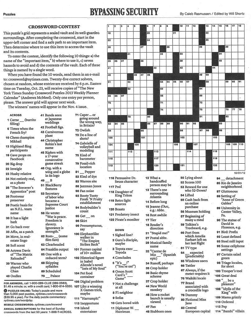 sunday crossword puzzle printable