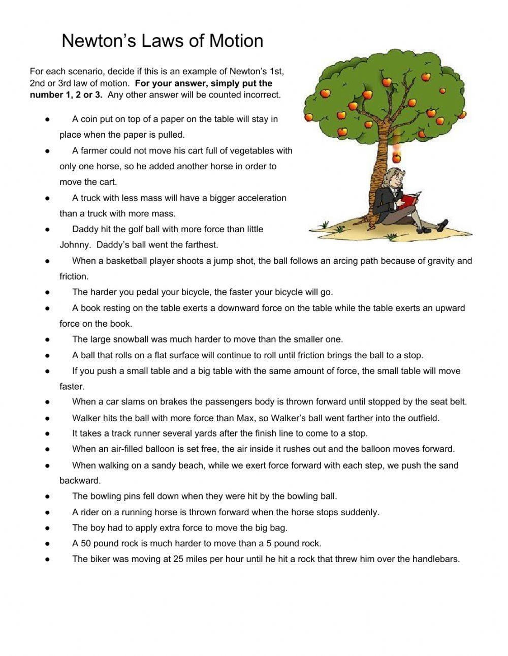 newton's laws worksheet