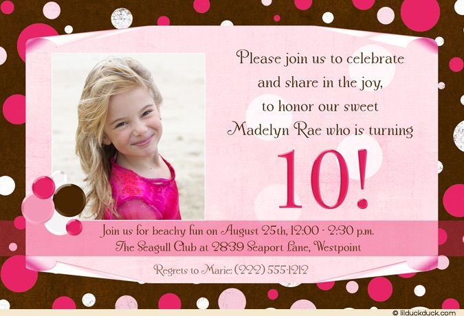 Nice FREE Template 10th Birthday Party Invitation Wording Birthday 