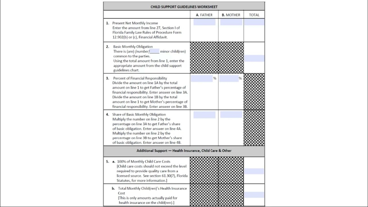 Notice Of Filing Child Support Guidelines Worksheet Page 1