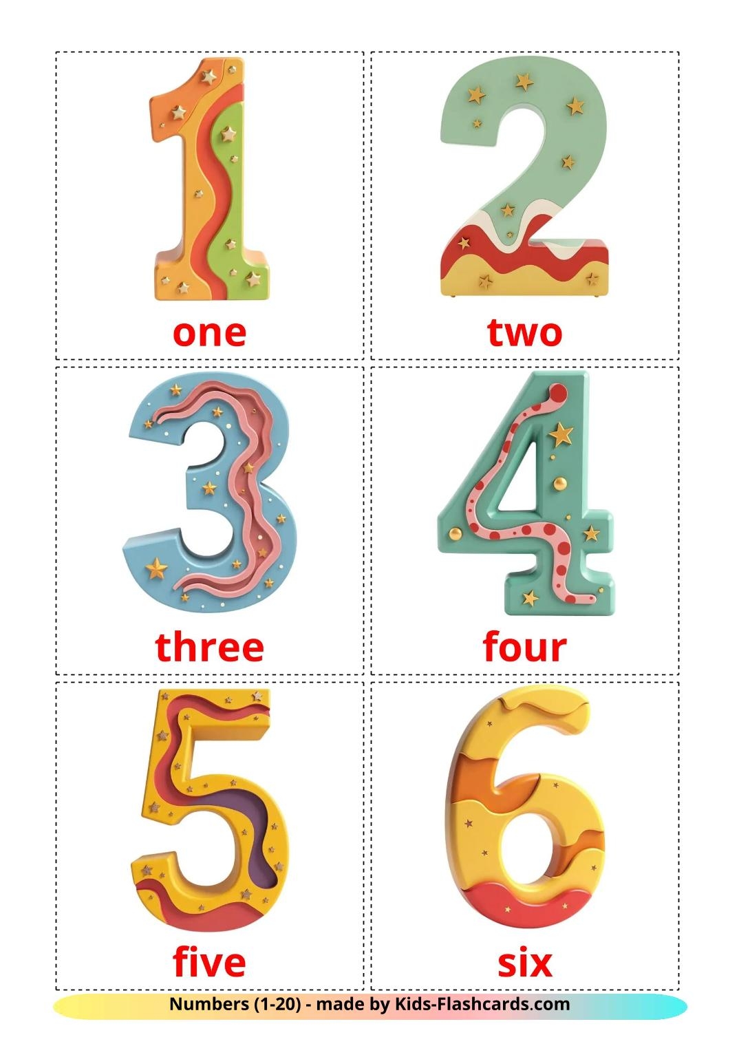 Number Cards 1 20 Printable Free