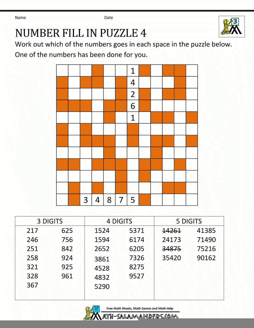 Number Fill In Puzzles Printable Crossword Number Puzzles Printable
