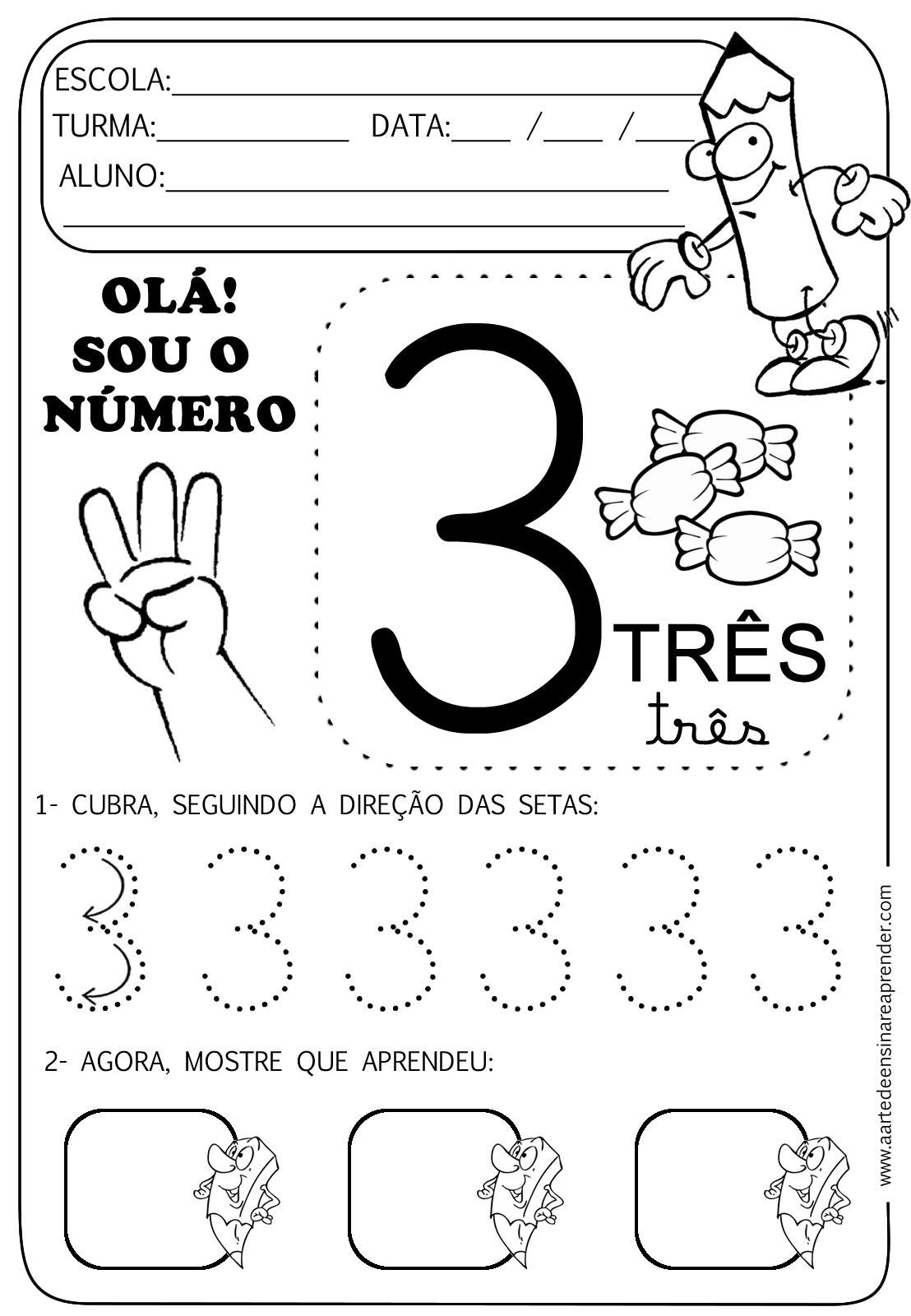 Numeral 3 Worksheet